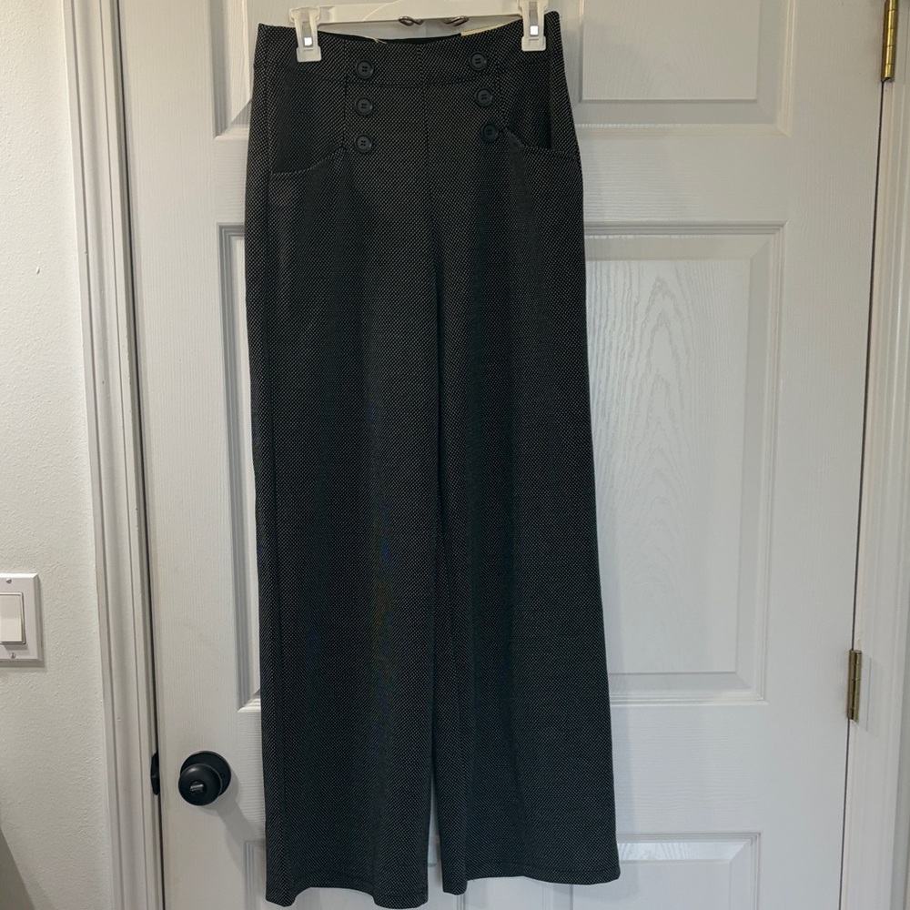 Max Studio Black and White Wide Leg Sailor Trousers